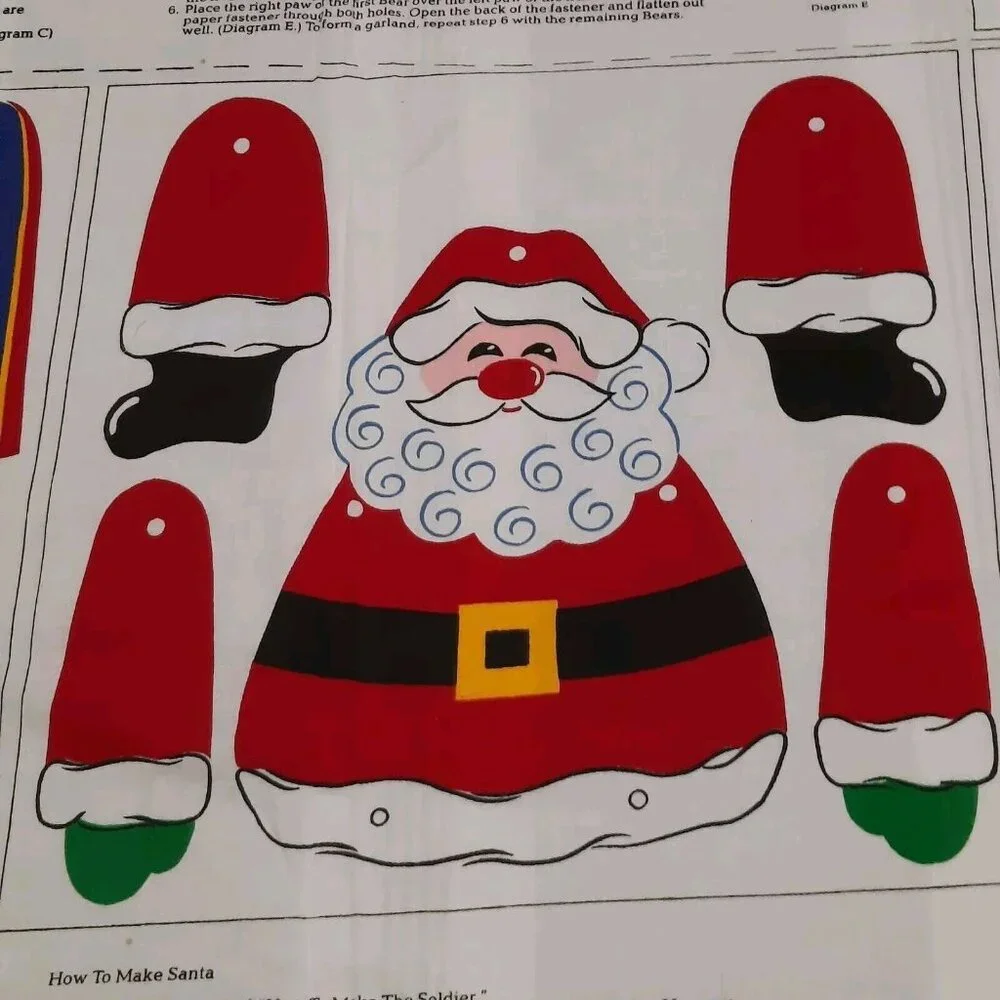 Fabric Double Panel Kid Craft Bear Santa Toy Soldier Garland Christmas New